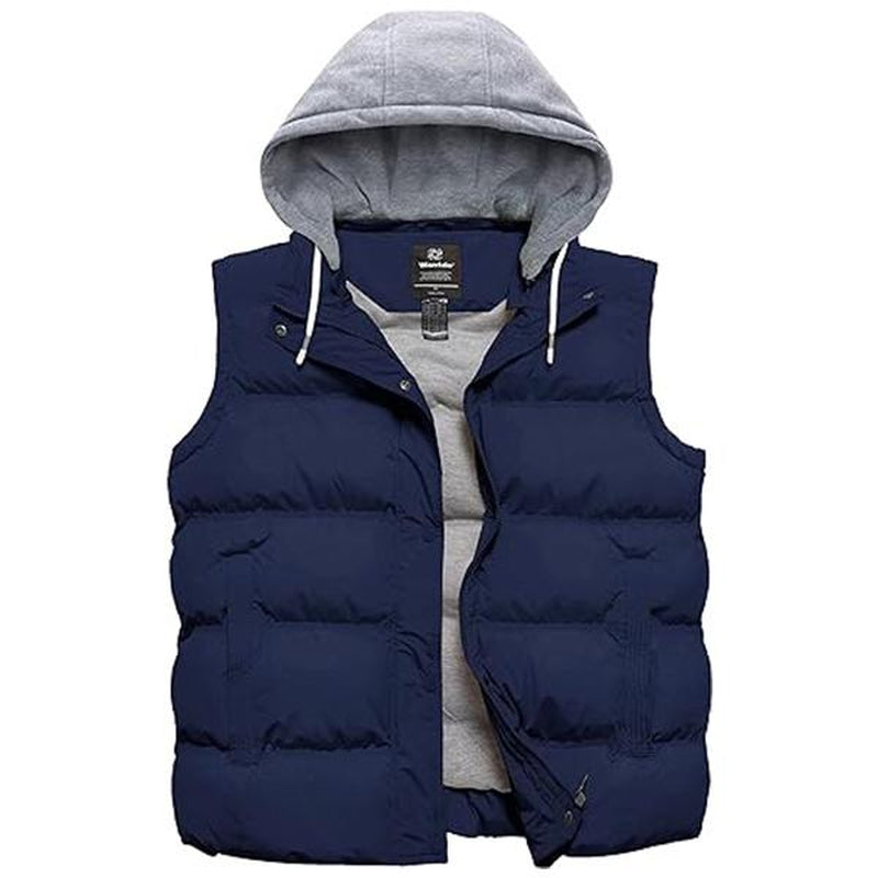 Women'S plus Size Windproof Puffer Vest Quilted Winter Vest Thicken Jacket with Detachable Hood Womenswear Tops Comfort Hoodie Lady Underwear Lady Fall Coat Winter Coat Outerwear Basic