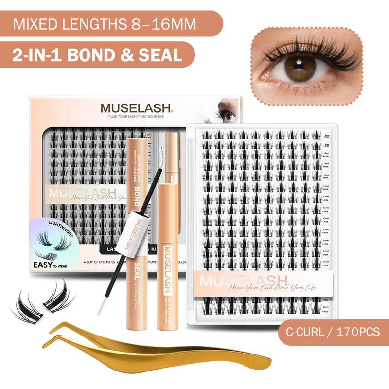 Muselash Self-Adhesive Lash Kit - No Glue Needed, Free of Irritants, Mixed Length 8-16Mm, Premium Korean Materials, Easy Application, Cruelty-Free & Vegan