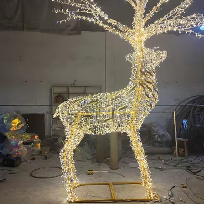 Large 3D Deer Motif Christmas Light Sculptures for Outdoor Decoration