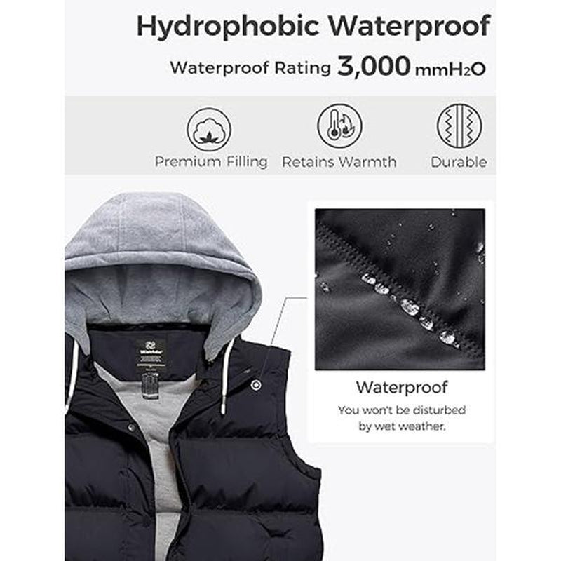 Women'S plus Size Windproof Puffer Vest Quilted Winter Vest Thicken Jacket with Detachable Hood Womenswear Tops Comfort Hoodie Lady Underwear Lady Fall Coat Winter Coat Outerwear Basic