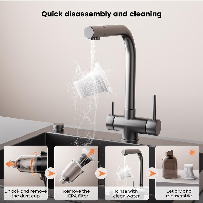 Car and Home 2-In-1 4500Pa Hurricane Suction Handheld Vacuum Cleaner