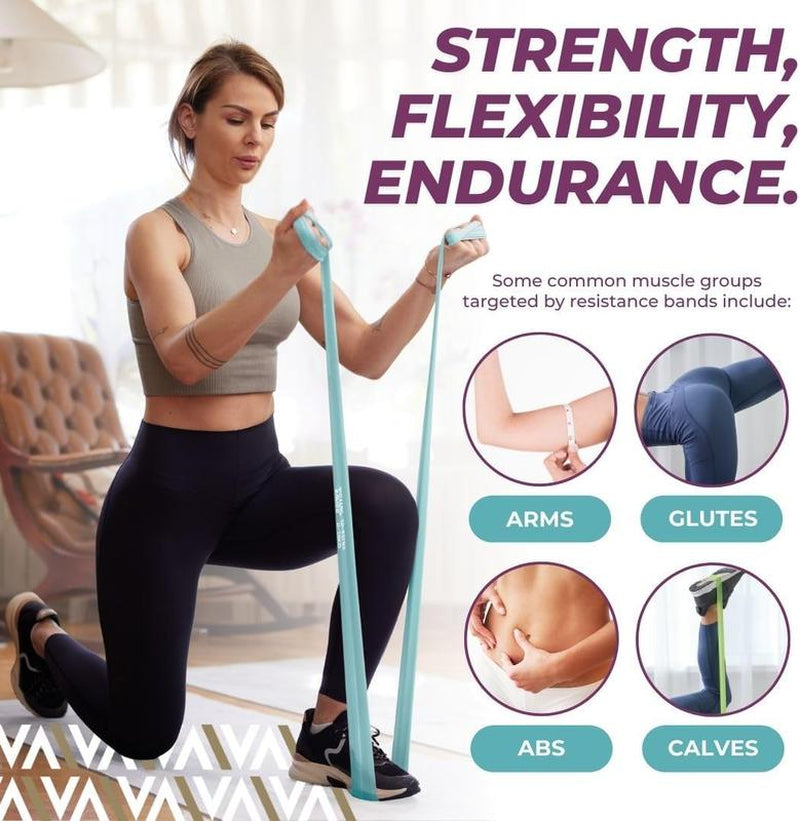 Swiss Activa Premium Resistance Bands 15-65 LBS -Exercise Bands for Women - Booty Bands for Exercise, Pilates, Glutes Resistance Bands for Working Out