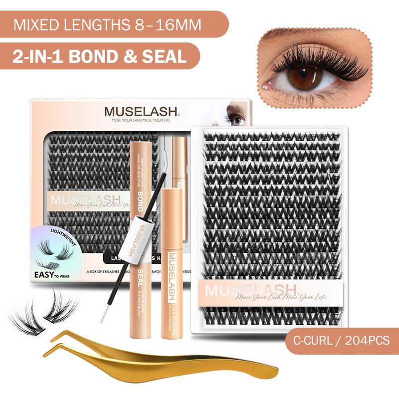 Muselash Self-Adhesive Lash Kit - No Glue Needed, Free of Irritants, Mixed Length 8-16Mm, Premium Korean Materials, Easy Application, Cruelty-Free & Vegan